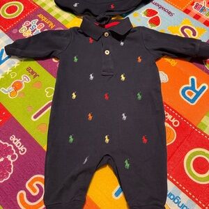 Polo by Ralph Lauren Navy One Piece with Multicolor Embroidery